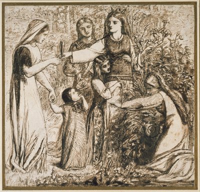 La visione di Matilde che raccoglie fiori, 1855 da Dante Gabriel Charles Rossetti
